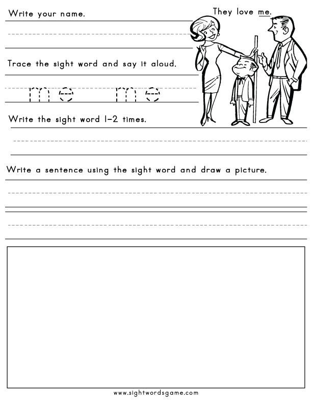 Printable Sight Word Worksheets Sight Words Reading Writing 