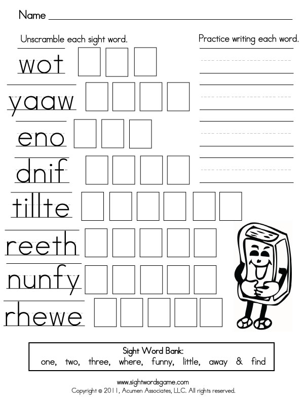 Free Sight Words Scramble Sight Words Learning Sight Words Sight This 