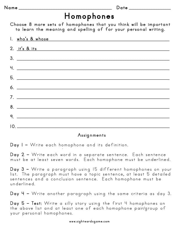 5th Grade Spelling Words Sight Words Reading Writing Spelling Worksheets
