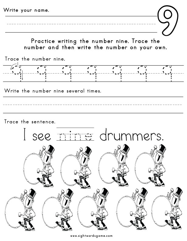 Number Worksheets Sight Words Reading Writing Spelling Worksheets