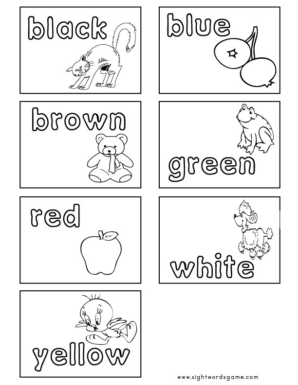 Color Worksheets Sight Words Reading Writing Spelling Worksheets